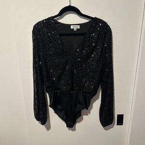 Black Sequin Body Suit- size L